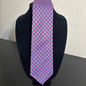 Peter Blair 100% Silk Red & Blue Geometric Pattern Men's Tie